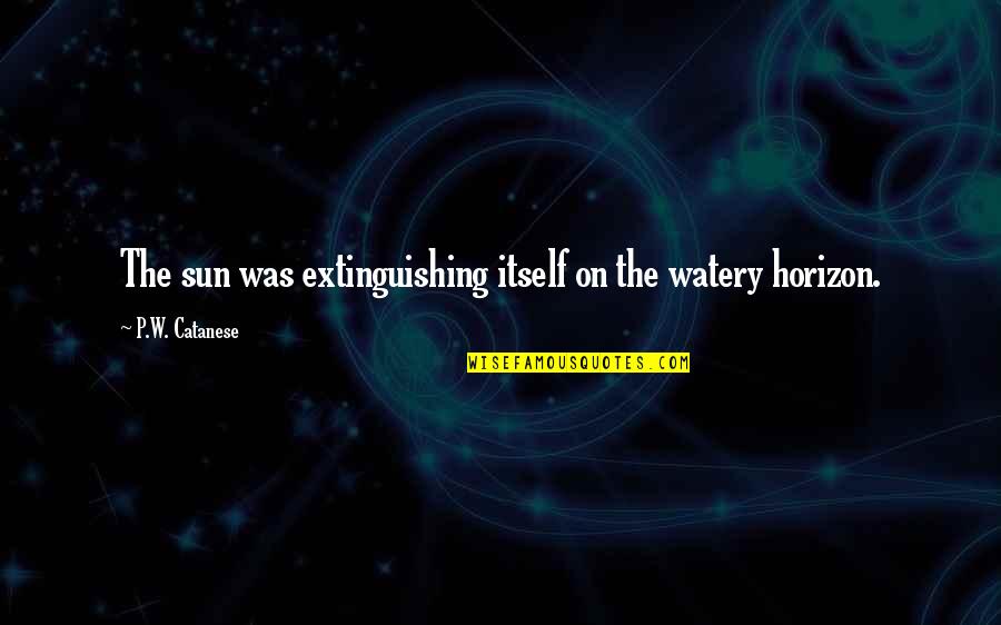 Haemin Monk Quotes By P.W. Catanese: The sun was extinguishing itself on the watery Haemin Monk Quotes By P.W. Catanese: The sun was extinguishing itself on the watery