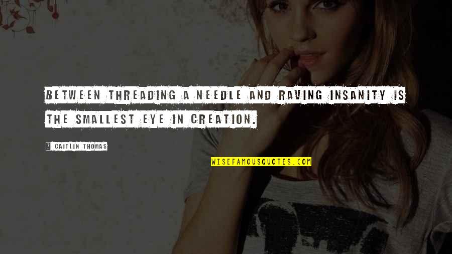 Haeusler Backofen Quotes By Caitlin Thomas: Between threading a needle and raving insanity is