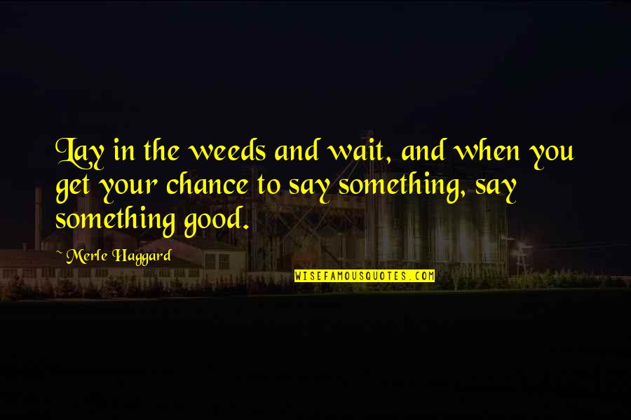 Haggard's Quotes By Merle Haggard: Lay in the weeds and wait, and when Haggard's Quotes By Merle Haggard: Lay in the weeds and wait, and when