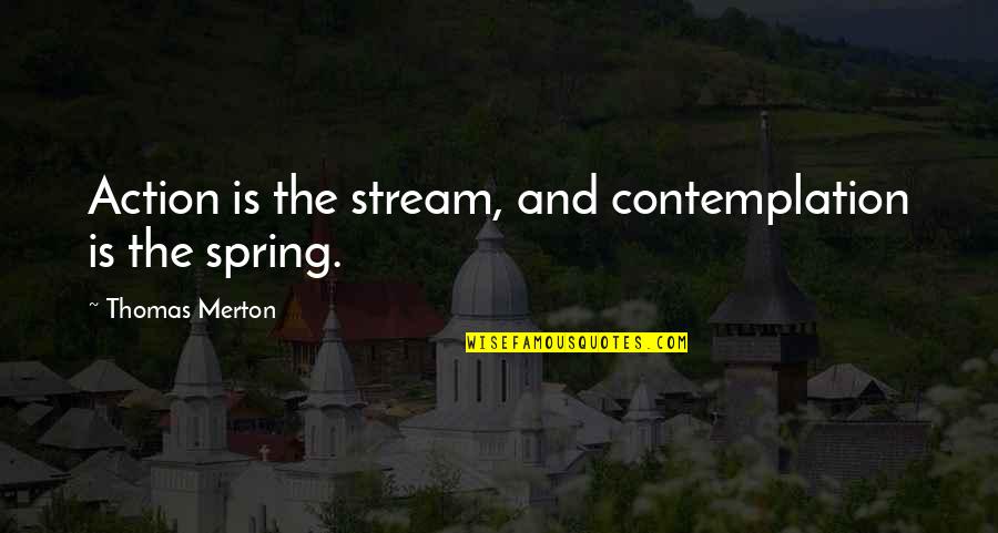 Hagins Bones Quotes By Thomas Merton: Action is the stream, and contemplation is the Hagins Bones Quotes By Thomas Merton: Action is the stream, and contemplation is the
