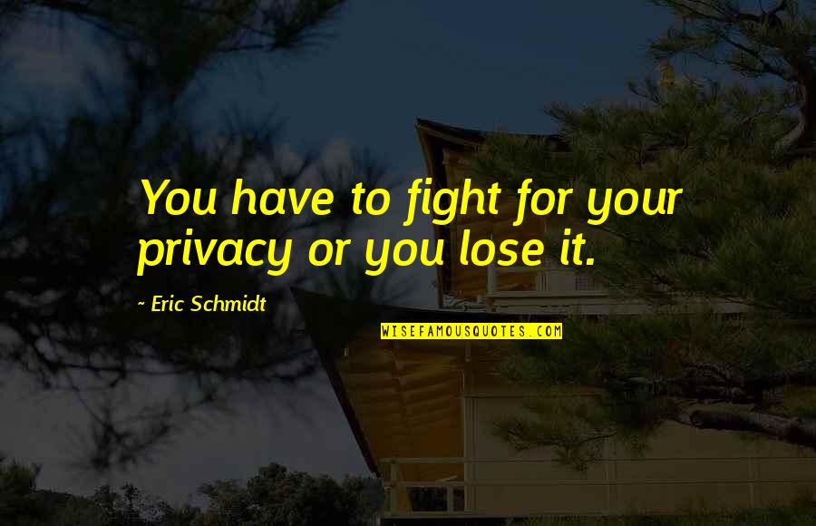 Haglund Syndrome Quotes By Eric Schmidt: You have to fight for your privacy or