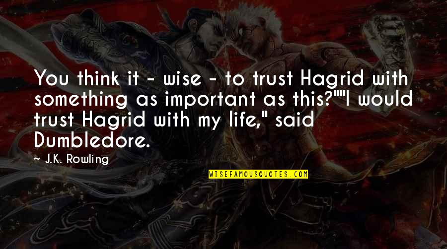 Hagrid Quotes By J.K. Rowling: You think it - wise - to trust