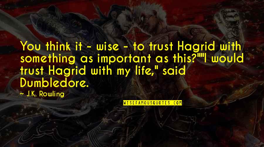 Hagrid's Quotes By J.K. Rowling: You think it - wise - to trust