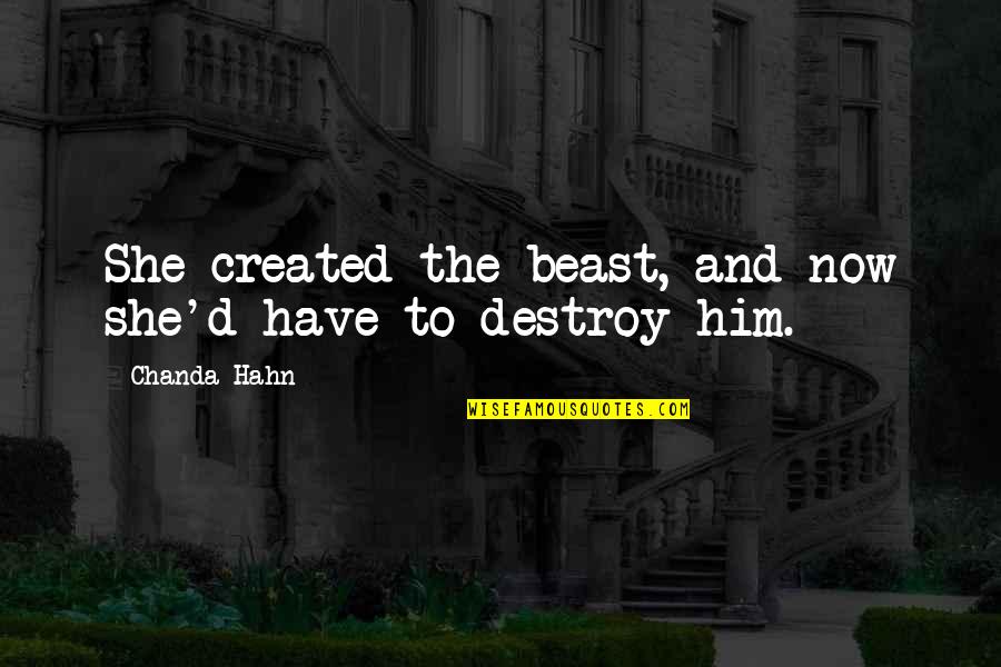 Hahn Quotes By Chanda Hahn: She created the beast, and now she'd have