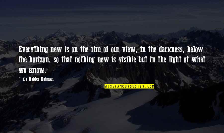 Haider Quotes By Zia Haider Rahman: Everything new is on the rim of our