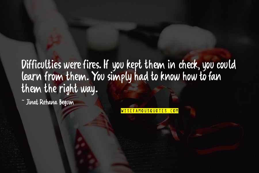 Hailed From Quotes By Jinat Rehana Begum: Difficulties were fires. If you kept them in