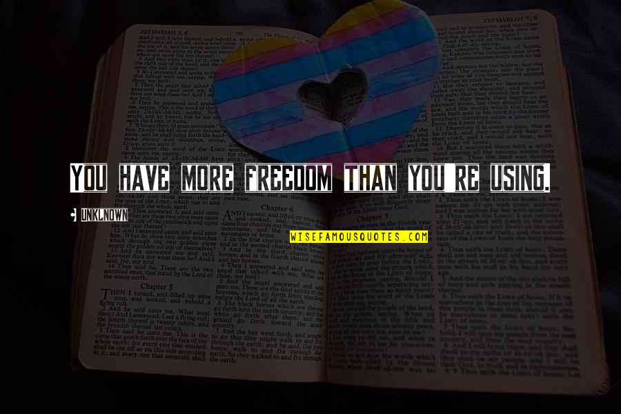 Hailed From Quotes By Unklnown: You have more freedom than you're using.
