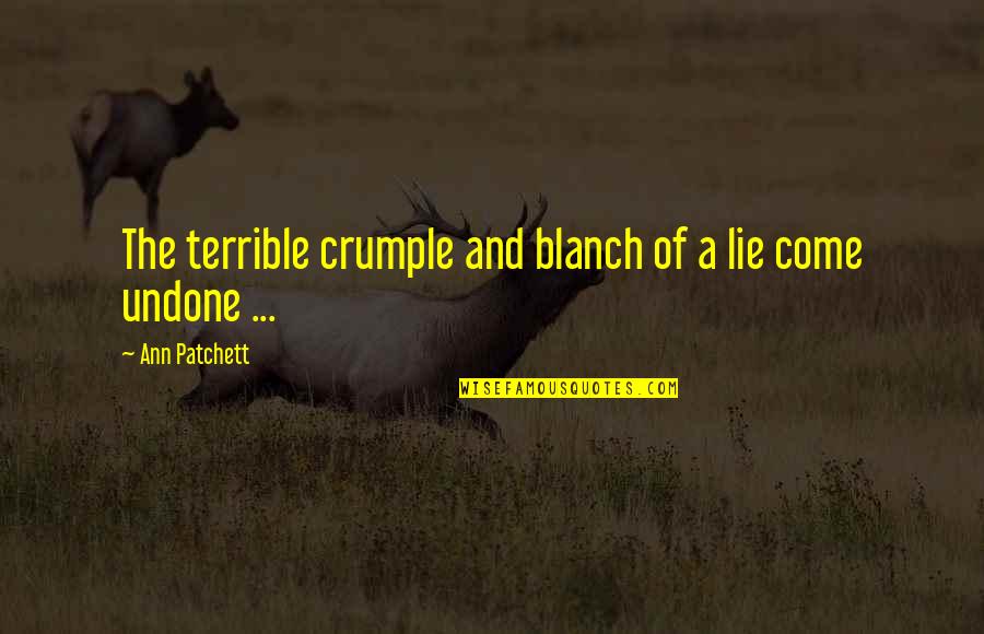 Hailstorms Life Quotes By Ann Patchett: The terrible crumple and blanch of a lie Hailstorms Life Quotes By Ann Patchett: The terrible crumple and blanch of a lie
