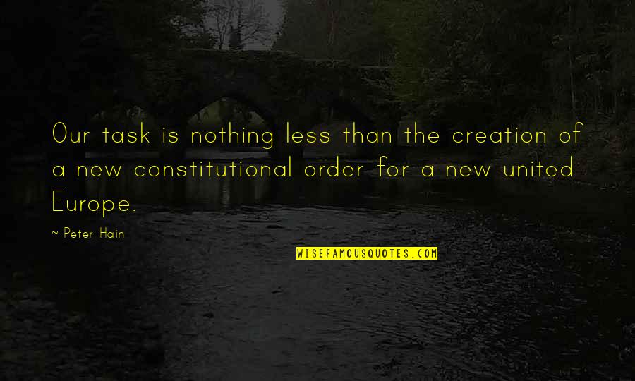 Hain Quotes By Peter Hain: Our task is nothing less than the creation