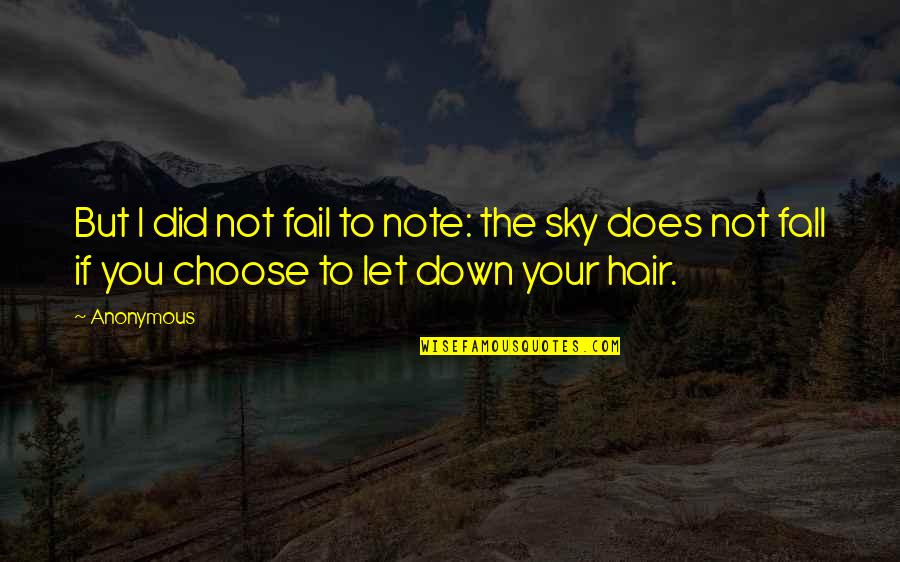 Hair Fall Quotes By Anonymous: But I did not fail to note: the