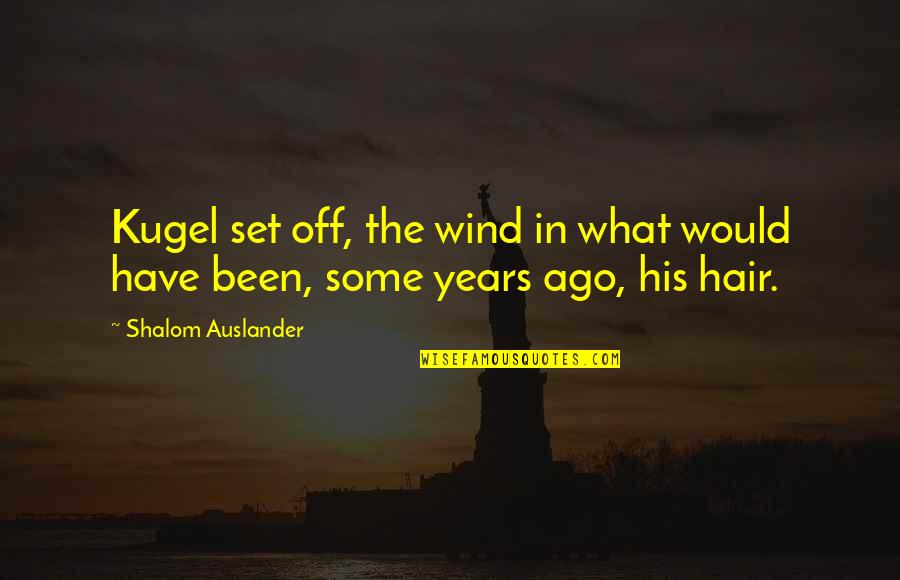 Hair In The Wind Quotes By Shalom Auslander: Kugel set off, the wind in what would