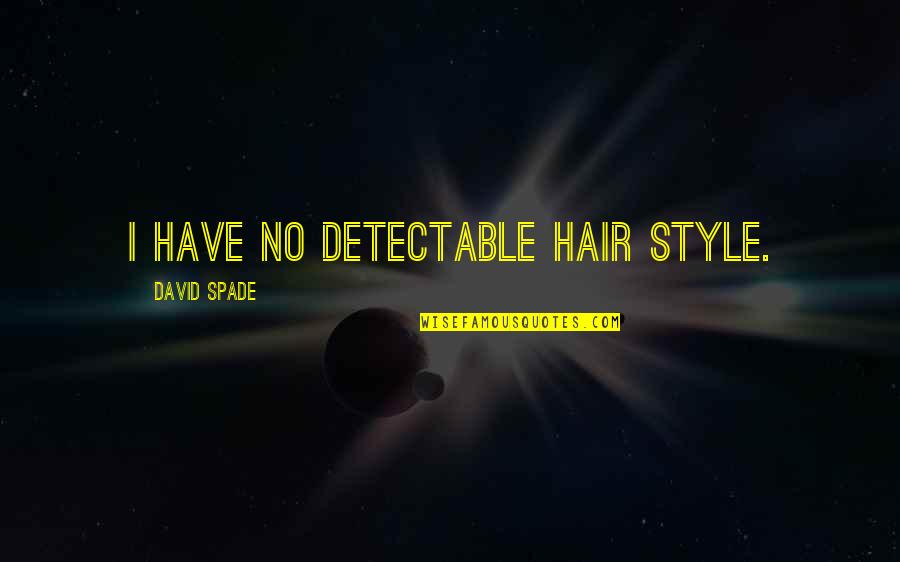 Hair Style Quotes By David Spade: I have no detectable hair style.