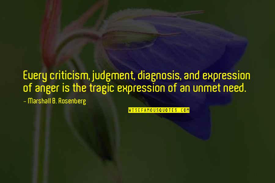 Haires Gulf Quotes By Marshall B. Rosenberg: Every criticism, judgment, diagnosis, and expression of anger