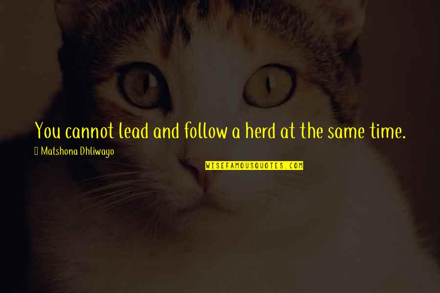 Hairline Fails Quotes By Matshona Dhliwayo: You cannot lead and follow a herd at Hairline Fails Quotes By Matshona Dhliwayo: You cannot lead and follow a herd at