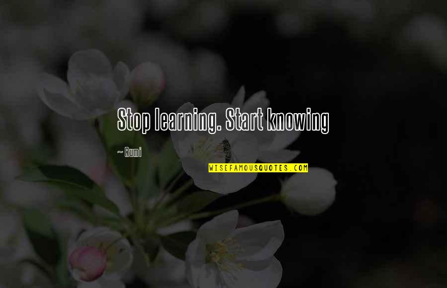 Hairpieces And Wigs Quotes By Rumi: Stop learning. Start knowing