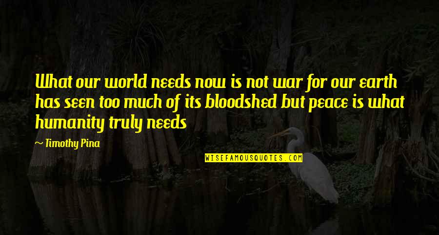 Haiti Quotes By Timothy Pina: What our world needs now is not war