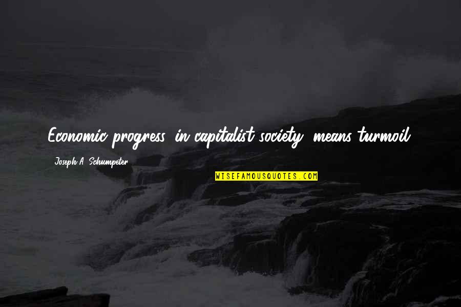 Hakima Bouhouch Quotes By Joseph A. Schumpeter: Economic progress, in capitalist society, means turmoil.