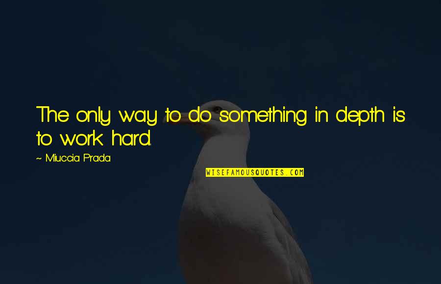 Hakove Kr Quotes By Miuccia Prada: The only way to do something in depth Hakove Kr Quotes By Miuccia Prada: The only way to do something in depth