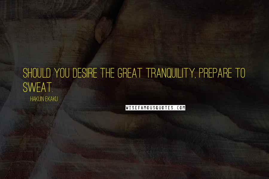 Hakuin Ekaku quotes: Should you desire the great tranquility, prepare to sweat.