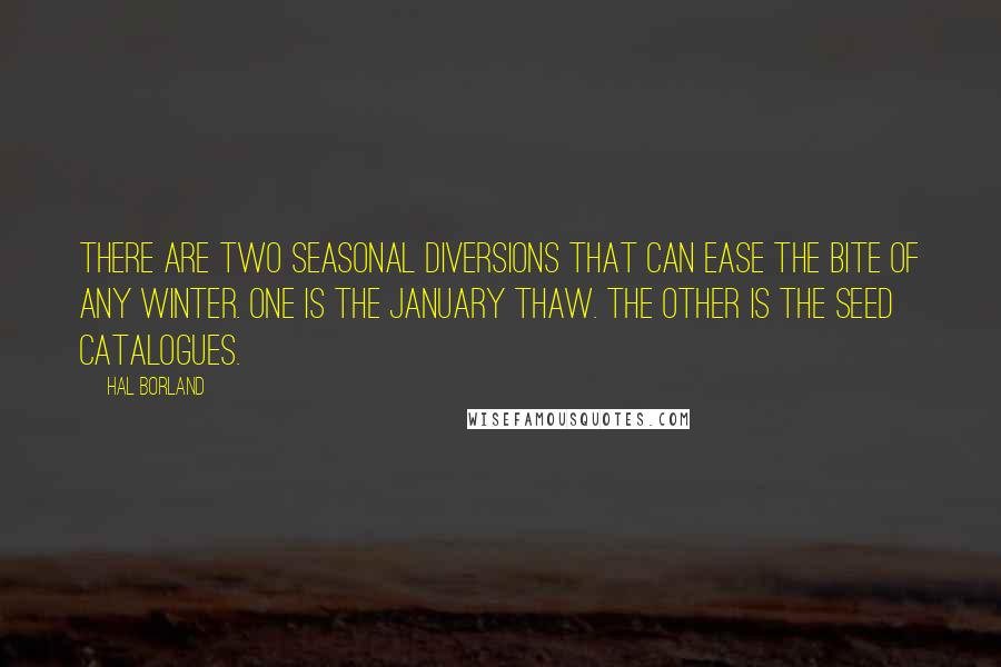 Hal Borland quotes: There are two seasonal diversions that can ease the bite of any winter. One is the January thaw. The other is the seed catalogues.