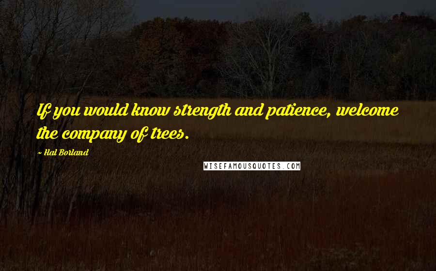 Hal Borland quotes: If you would know strength and patience, welcome the company of trees.
