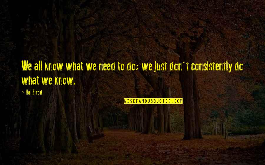 Hal Elrod Quotes By Hal Elrod: We all know what we need to do;