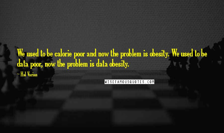 Hal Varian quotes: We used to be calorie poor and now the problem is obesity. We used to be data poor, now the problem is data obesity.