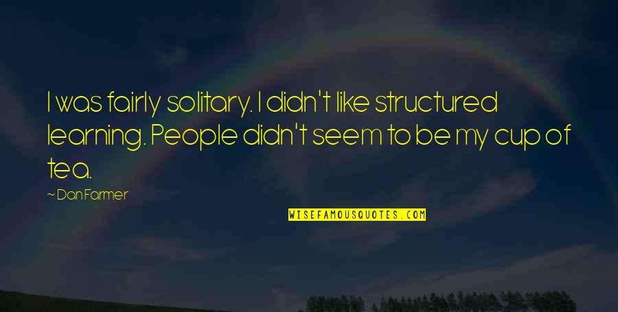 Halaby V Quotes By Dan Farmer: I was fairly solitary. I didn't like structured Halaby V Quotes By Dan Farmer: I was fairly solitary. I didn't like structured