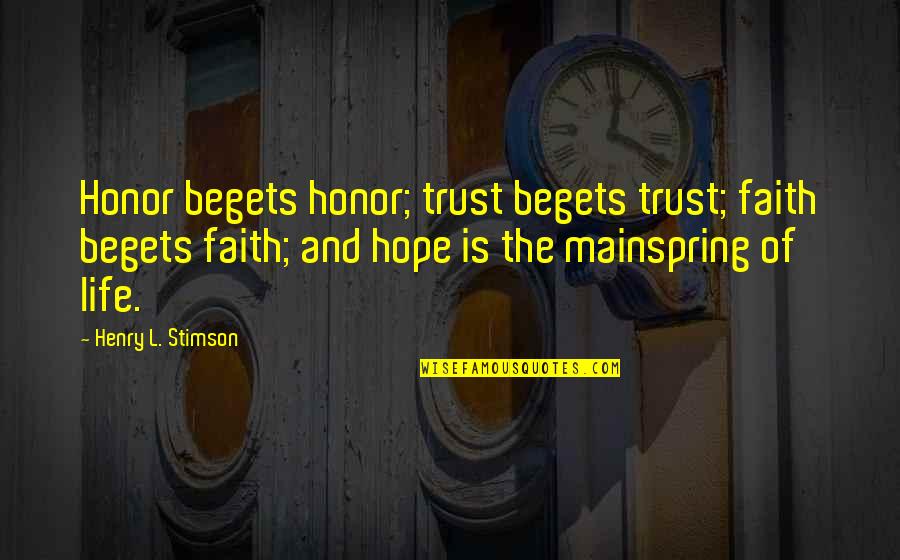 Halachic Will Quotes By Henry L. Stimson: Honor begets honor; trust begets trust; faith begets Halachic Will Quotes By Henry L. Stimson: Honor begets honor; trust begets trust; faith begets