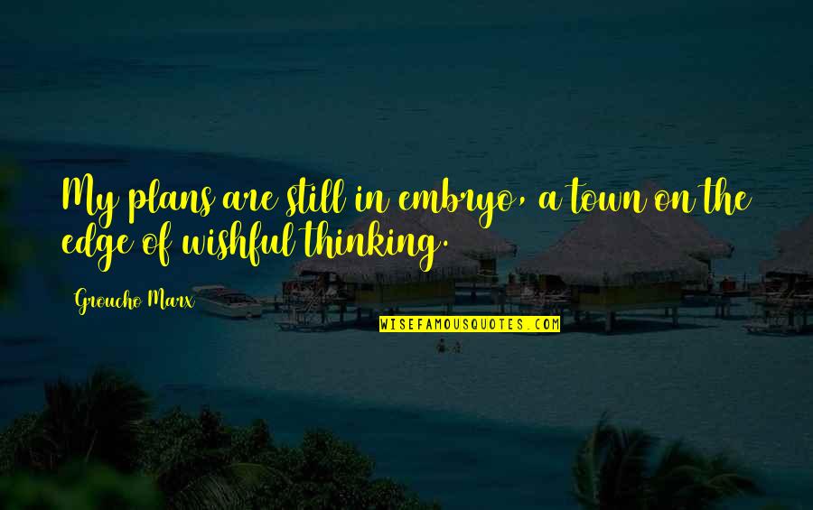 Halamid Quotes By Groucho Marx: My plans are still in embryo, a town