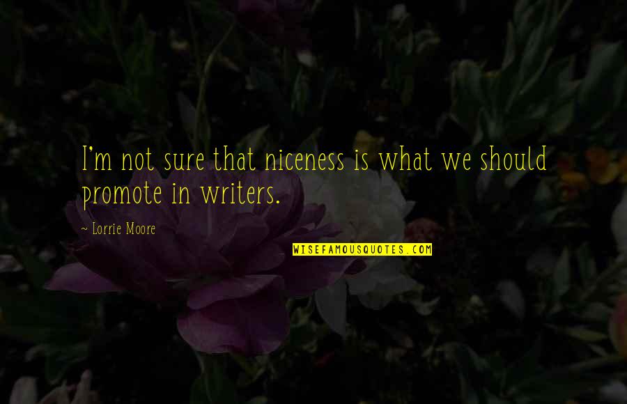 Halangan Amalan Quotes By Lorrie Moore: I'm not sure that niceness is what we