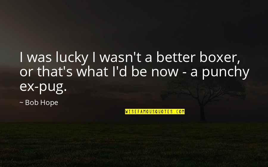 Halbreich Katherine Quotes By Bob Hope: I was lucky I wasn't a better boxer,