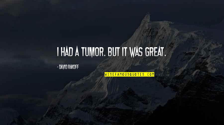 Halcon Viajes Quotes By David Rakoff: I had a tumor. But it was great.