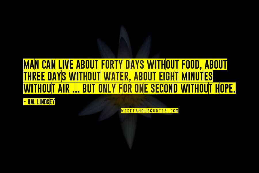 Hal'd Quotes By Hal Lindsey: Man can live about forty days without food,