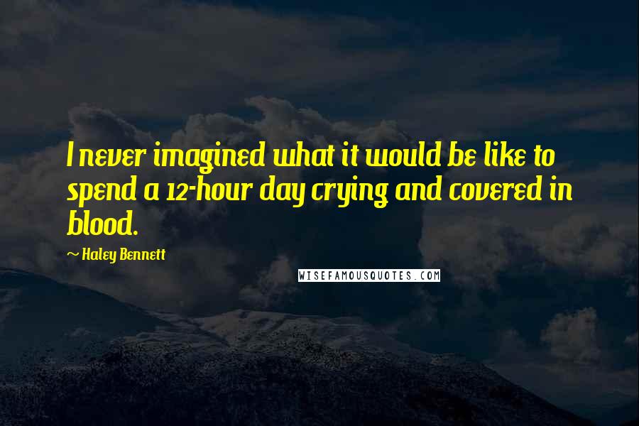 Haley Bennett quotes: I never imagined what it would be like to spend a 12-hour day crying and covered in blood.