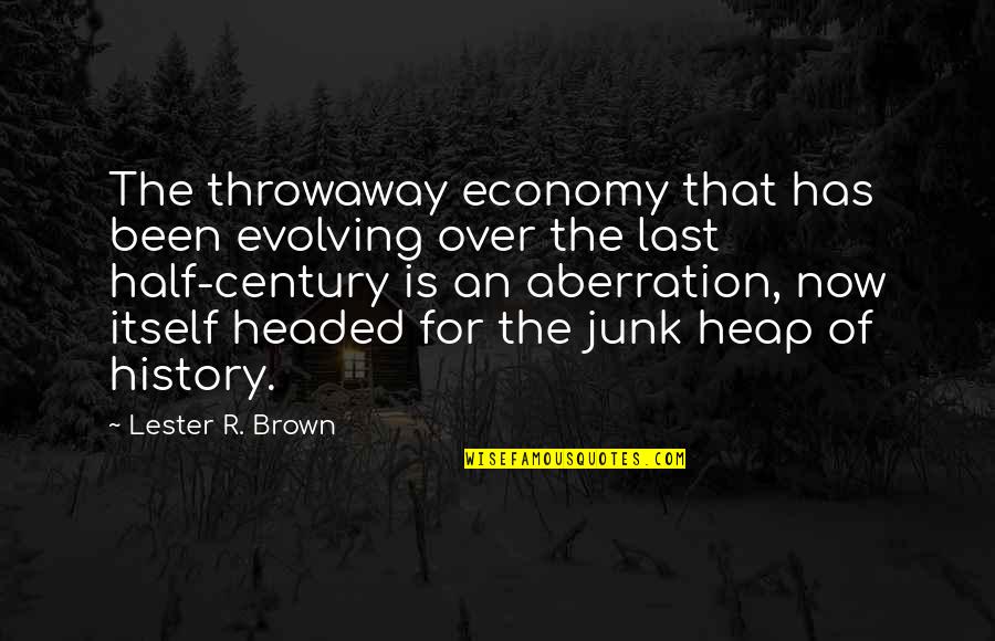 Half Century Quotes By Lester R. Brown: The throwaway economy that has been evolving over