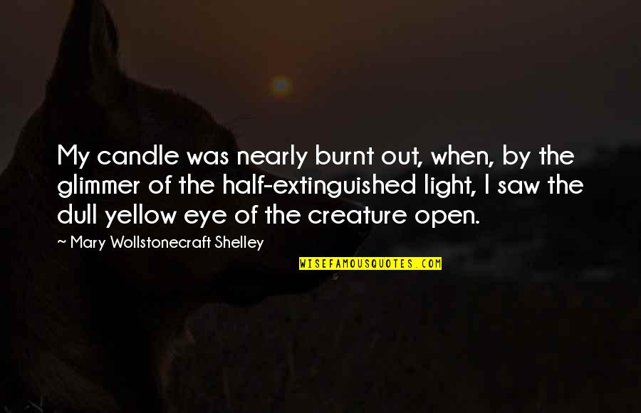 Half Eye Quotes By Mary Wollstonecraft Shelley: My candle was nearly burnt out, when, by