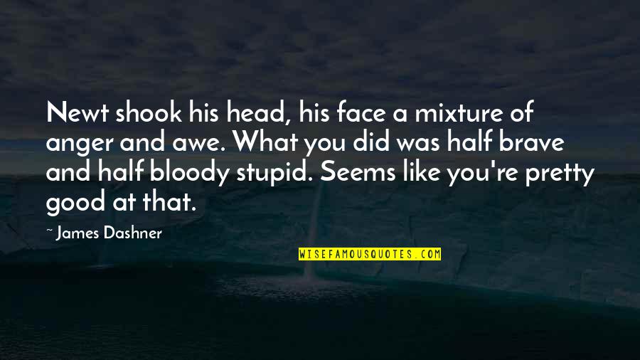 Half Face Quotes By James Dashner: Newt shook his head, his face a mixture Half Face Quotes By James Dashner: Newt shook his head, his face a mixture