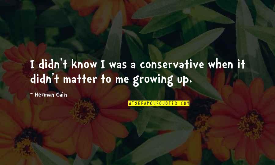 Half Filled Glass Quotes By Herman Cain: I didn't know I was a conservative when