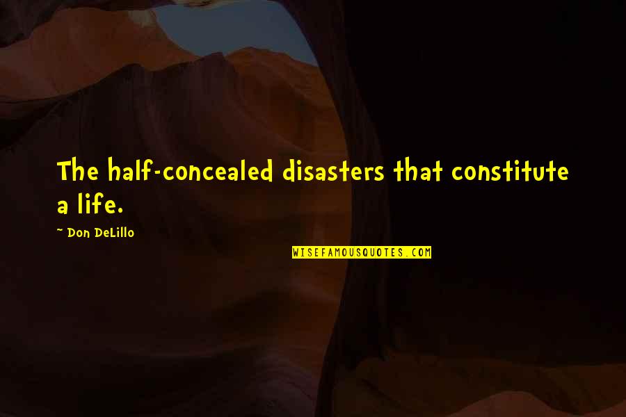 Half Life Quotes By Don DeLillo: The half-concealed disasters that constitute a life.