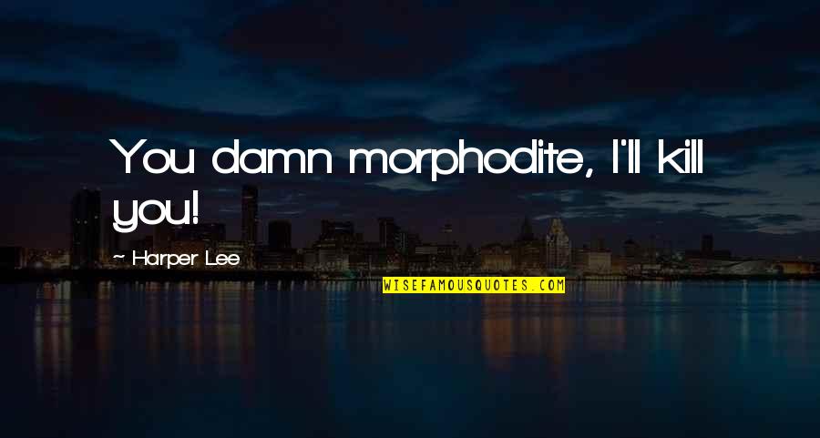 Half Mile Hailer Quotes By Harper Lee: You damn morphodite, I'll kill you! Half Mile Hailer Quotes By Harper Lee: You damn morphodite, I'll kill you!