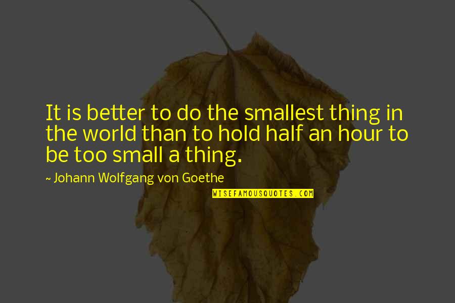 Half The World Quotes By Johann Wolfgang Von Goethe: It is better to do the smallest thing