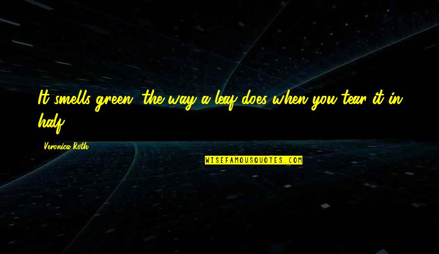 Half Way Quotes By Veronica Roth: It smells green, the way a leaf does