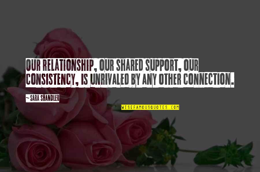 Halia Beamer Quotes By Sara Shandler: Our relationship, our shared support, our consistency, is Halia Beamer Quotes By Sara Shandler: Our relationship, our shared support, our consistency, is
