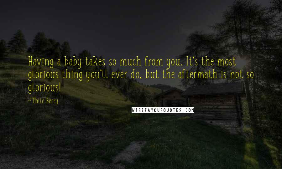Halle Berry quotes: Having a baby takes so much from you. It's the most glorious thing you'll ever do, but the aftermath is not so glorious! Halle Berry quotes: Having a baby takes so much from you. It's the most glorious thing you'll ever do, but the aftermath is not so glorious!