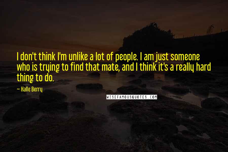 Halle Berry quotes: I don't think I'm unlike a lot of people. I am just someone who is trying to find that mate, and I think it's a really hard thing to do.