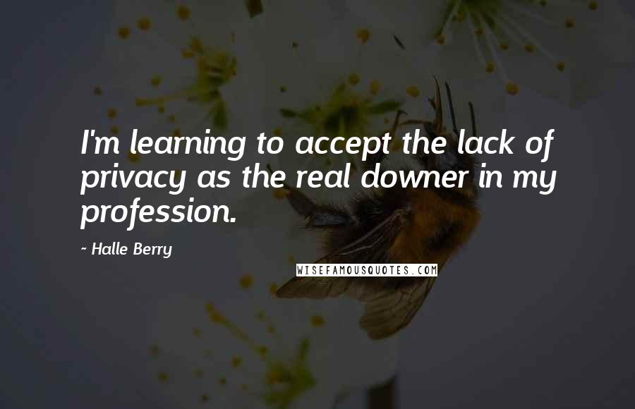 Halle Berry quotes: I'm learning to accept the lack of privacy as the real downer in my profession.