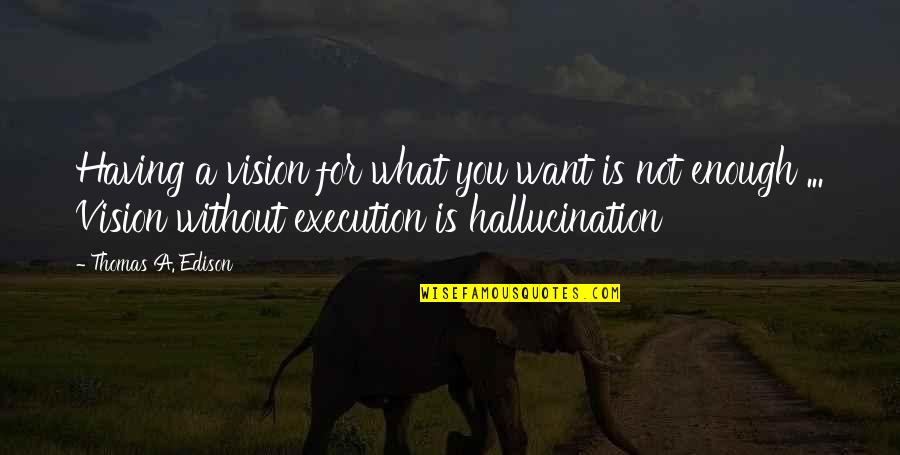 Hallucination Best Quotes By Thomas A. Edison: Having a vision for what you want is Hallucination Best Quotes By Thomas A. Edison: Having a vision for what you want is