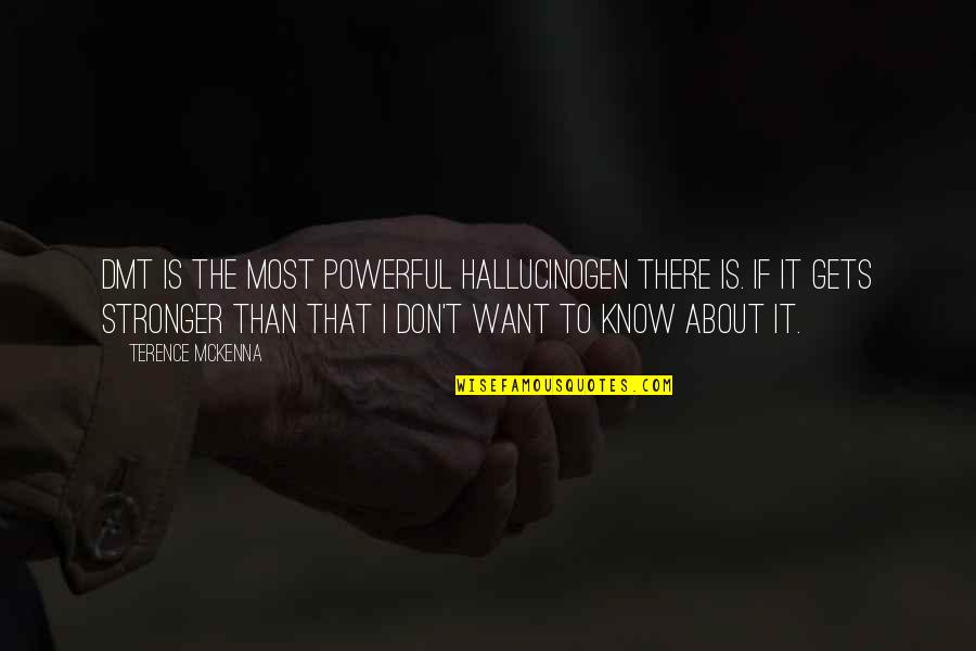Hallucinogen Quotes By Terence McKenna: DMT is the most powerful hallucinogen there is. Hallucinogen Quotes By Terence McKenna: DMT is the most powerful hallucinogen there is.
