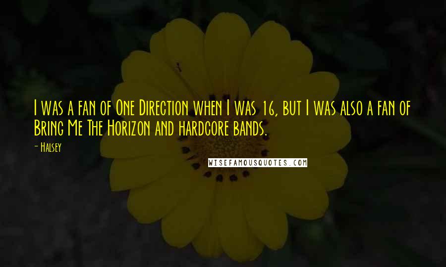 Halsey quotes: I was a fan of One Direction when I was 16, but I was also a fan of Bring Me The Horizon and hardcore bands.